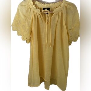Yellow Eyelet Women's Top